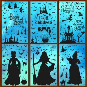 Hocus Pocus Decorations Halloween Window Clings 8 Sheets 91 PCS Double-Sided Spo